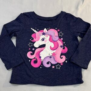The Childen's Place - Unicorn Long Sleeve Tee - Navy and Pink